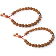 Wonder Care - Rudraksha Beads with 1 Buddha Bracelet Healing Bead Meditation 8mm Beads Bracelet Reiki Healing Balancing Round Beads Unisex BraceletPack of 2