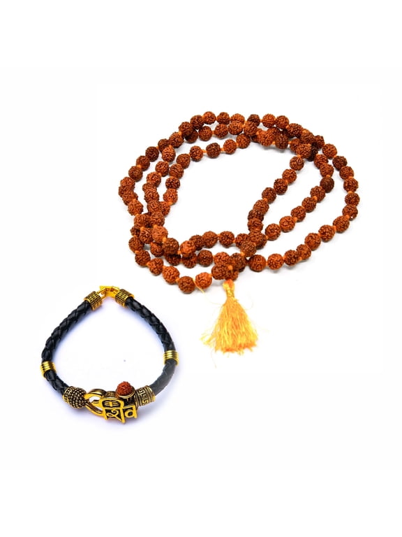 Rudraksha Mala | 5face Himalayan Rudraksha bracelet | Rudraksha Bead| Beaded Bracelets for Men | Pendant Necklace with Bead Bracelets
