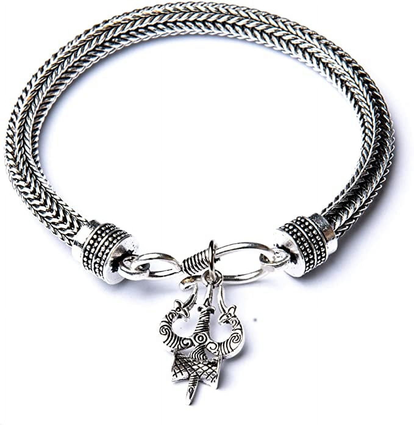 Oxidised Silver Rudraksha Bracelet With Trident (for men)