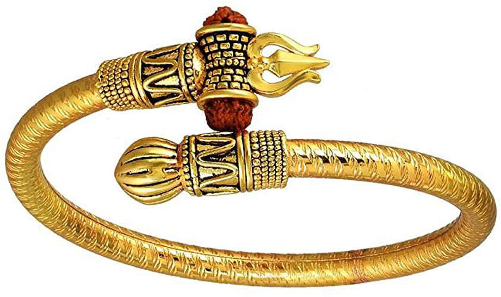 Adjustable Trishul Damroo Rudraksha Bahubali gold kada Bracelet For Men  Boys Girls -D23