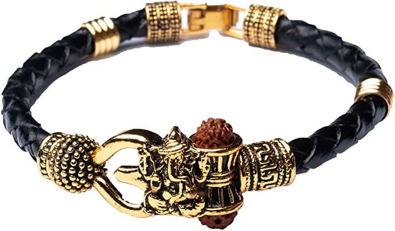 Paola Rudraksha Trishul Damroo Designer Oxidized Silver Bahubali Kada  Bracelet Unisex Bracelets for Men & Women