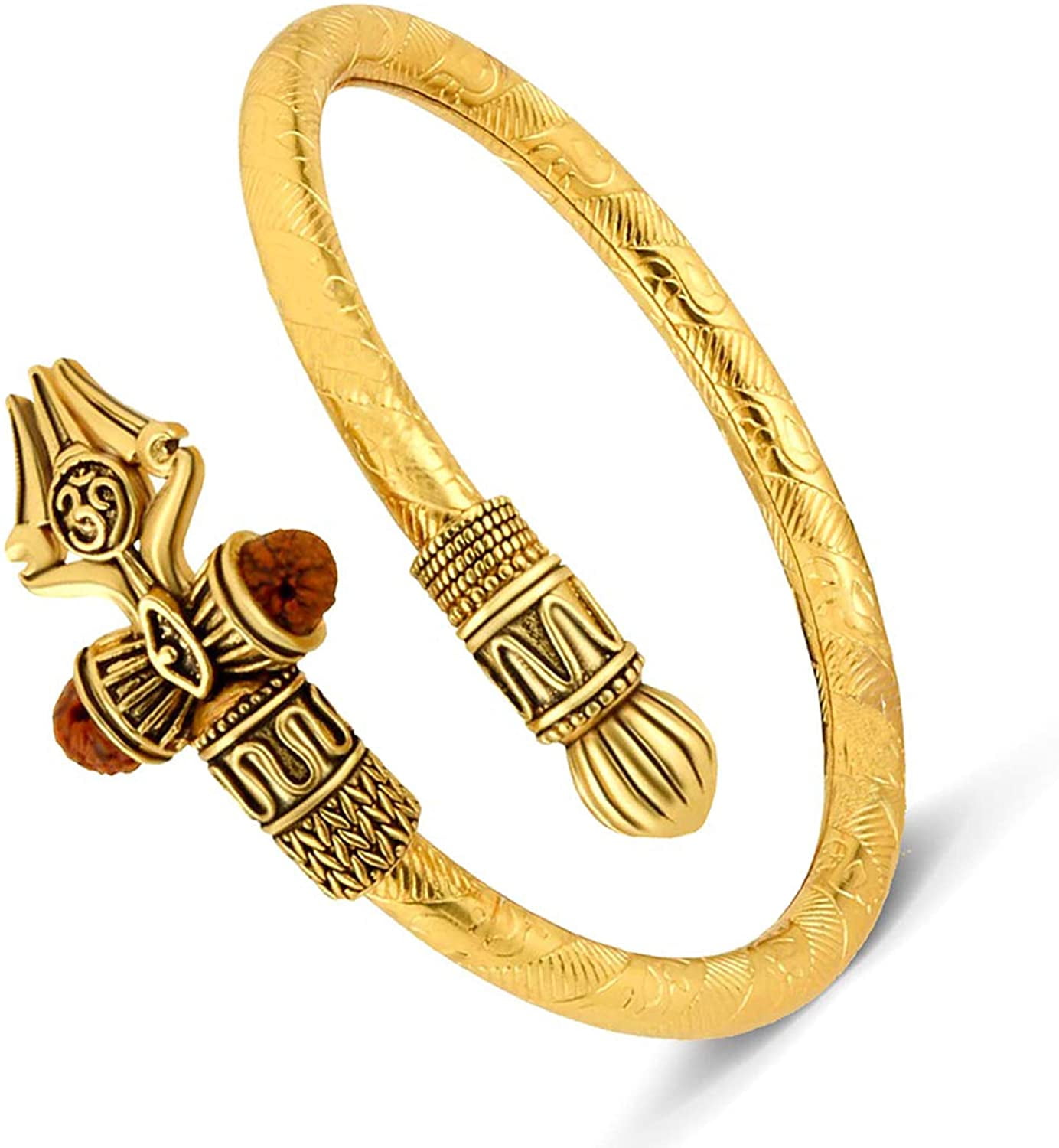 Wonder Care Shiv Bracelet Cuff Kada for men| Lord Shiva Bahubali Brass Bracelet for men| Religious Brass Shiv Kada | Free size Bracelet for Mahashivratri | Mahadev Bracelet