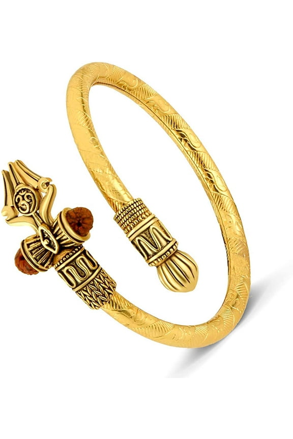 Shiv Bracelet Cuff Kada for men| Lord Shiva Bahubali Brass Bracelet for men| Religious Brass Shiv Kada | Free size Bracelet for Mahashivratri | Mahadev Bracelet