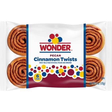 Wonder Cinnamon Twist, Cinnamon and Pecan Baked Pastry Rolls, 6 oz, 6 Count