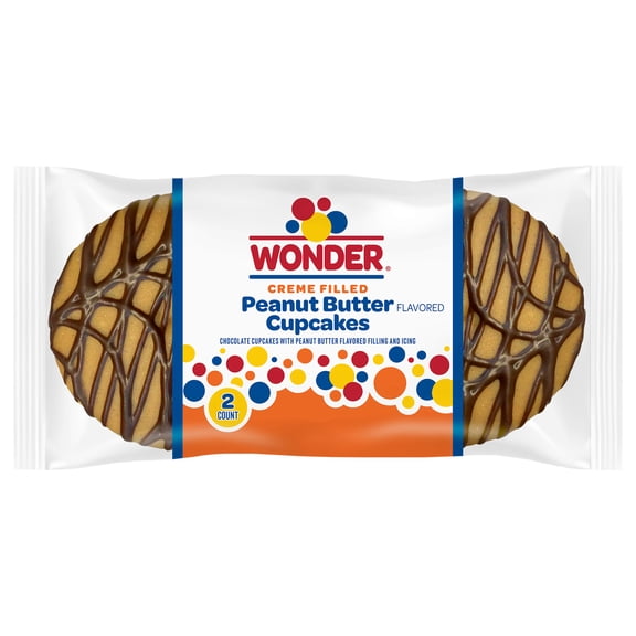 Wonder Creme Filled Peanut Butter Cupcakes, 4 oz, 2 Count