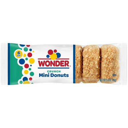 Wonder Crunch Mini Donuts, Portable Crunch Topped Donuts, 3.4 oz, 6 Count