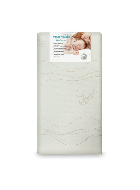 Wonder Dream Toddler Crib Mattress Organic Cotton,100% Breathable,No VOC's, Water Repellent Hypoallergenic