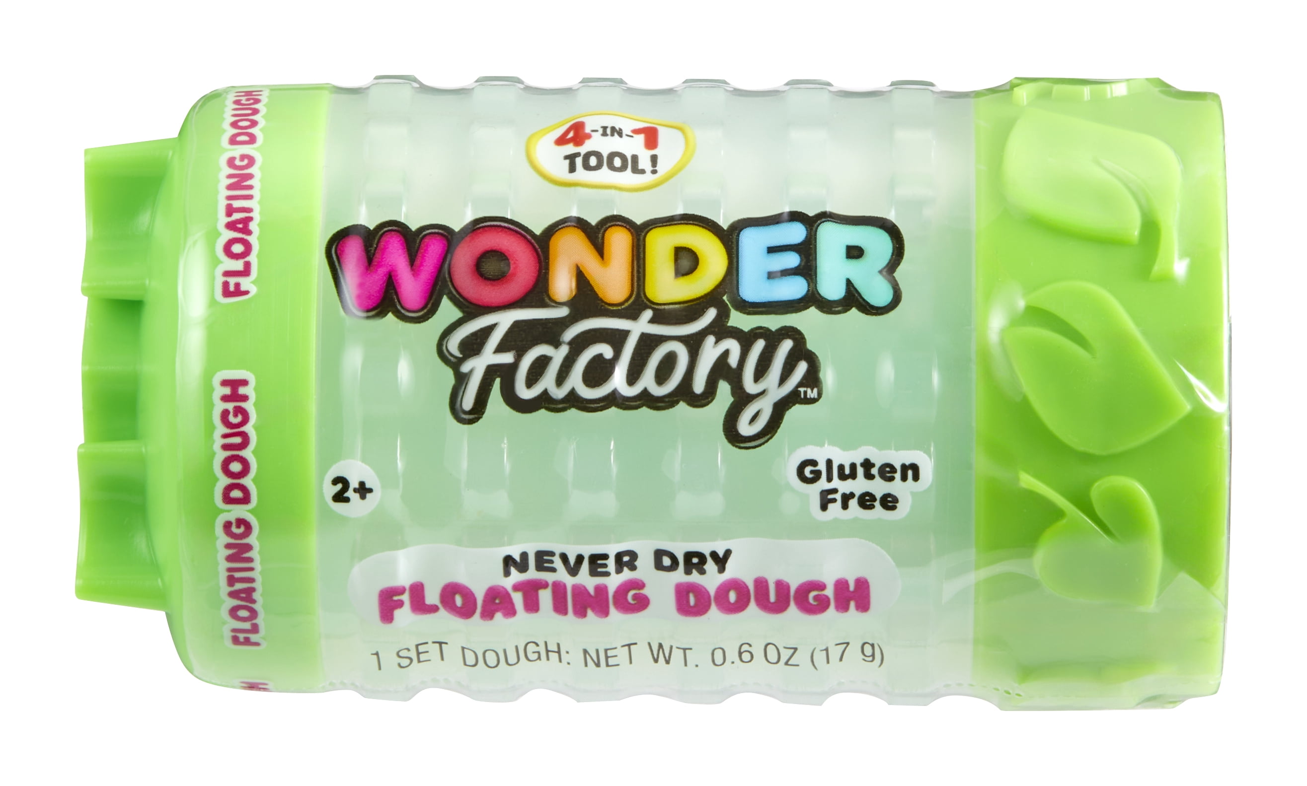 Wonder Factory Never Dry Floating Dough Green Single – Never Dries Out, Gluten Free, and Floats in Water