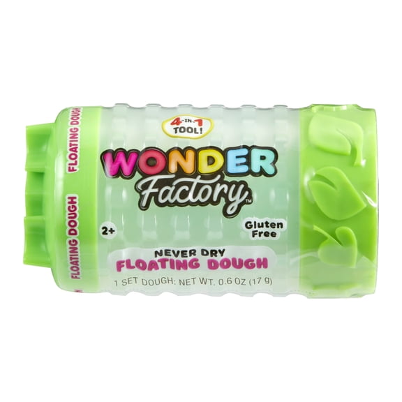 Wonder Factory Never Dry Floating Dough Green Single Never Dries Out, Gluten Free, and Floats in Water