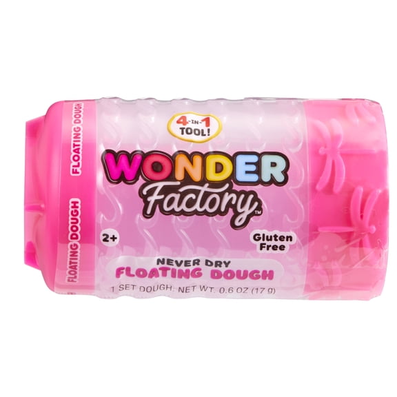 Wonder Factory Never Dry Floating Dough Pink Single Never Dries Out, Gluten Free, and Floats in Water