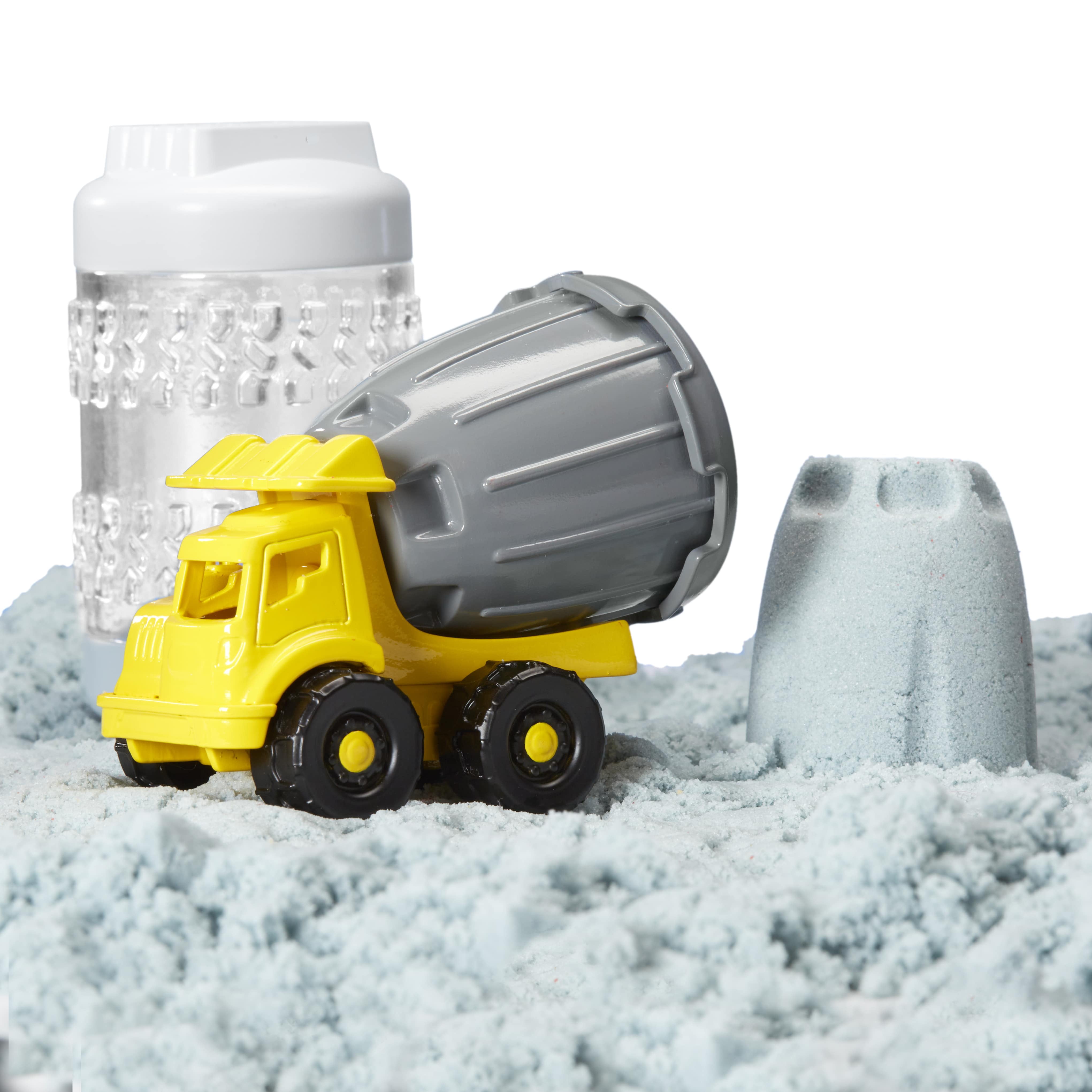 Wonder Factory Never Dry Sand Construction Trucks - Blue + Cement Mixer - Never Dries Out and Gluten Free, 3+