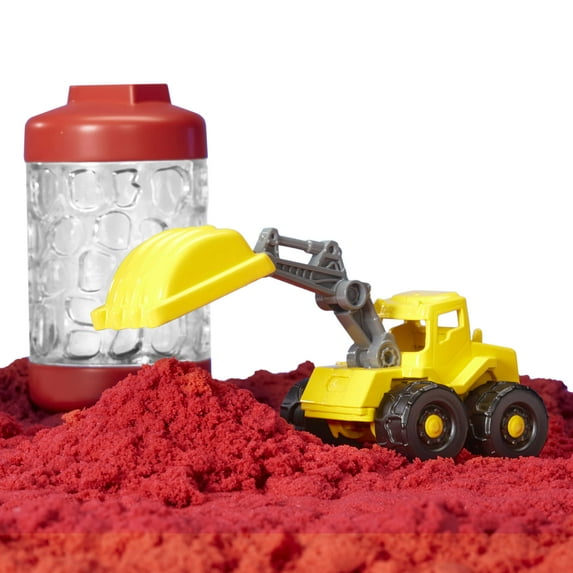 Wonder Factory Never Dry Sand Construction Trucks - Red + Excavator - Never Dries Out and Gluten Free, 3 +