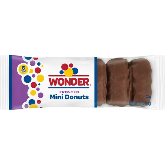 Wonder Frosted Mini Donuts, Portable Frosted Donuts, 3.3 oz, 6 Count, Shelf-Stable