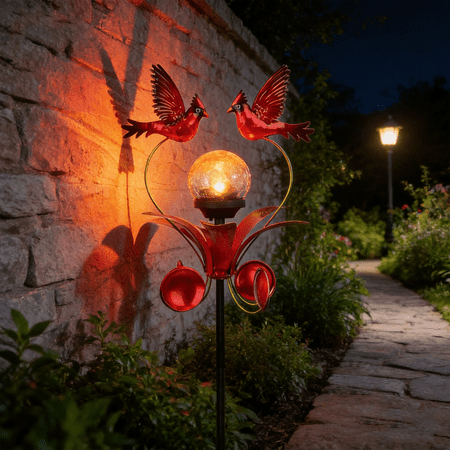 Wonder Garden Christmas 38" Solar Wind Spinner Cardinal Garden Stake Decoration with LED Light, Crackle Glass Ball Weather Resistant Multicolor, Red price history and forecast - Wonder Garden 4652760
