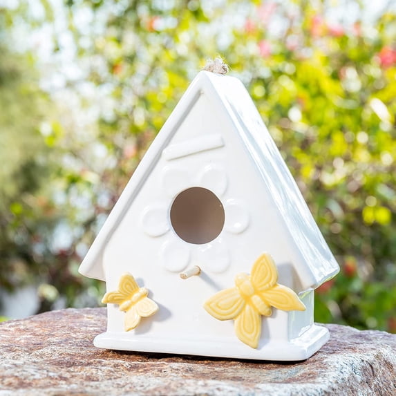 Wonder Garden Hanging Birdhouse Ceramic Outdoor, Garden Bird House Bird Nesting Box for Outside Wild Birds