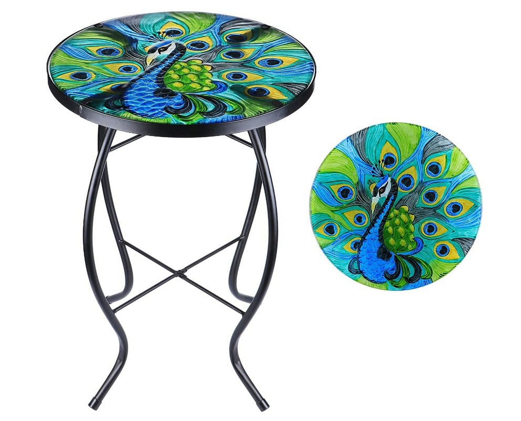 Wonder Garden Peacock Patio Side Table, Small Patio Outdoor Side Table