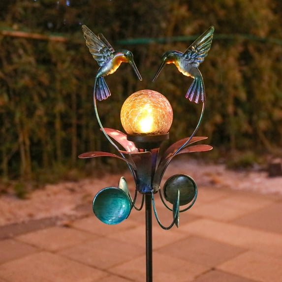 Wonder Garden Solar Solar Wind Spinner Hummingbird Spinner, Waterproof Outdoor Metal Wind Sculpture for Patio, Lawn & Garden Decor