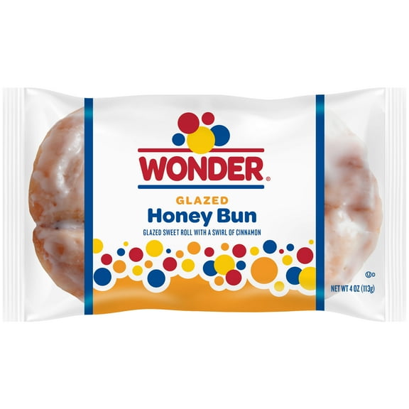 Wonder Glazed Honey Bun, Individually Wrapped Pastry Snack, 4 oz, Shelf-Stable