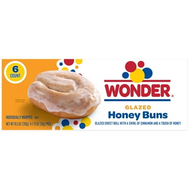 Wonder Glazed Honey Buns, Individually Wrapped Pastry Snacks, 10.5 oz, 6 Count