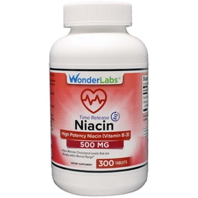 Wonder Laboratories High Potancy Time Release Niacin (Vitamin B3) 500 Mg 300 Tablets