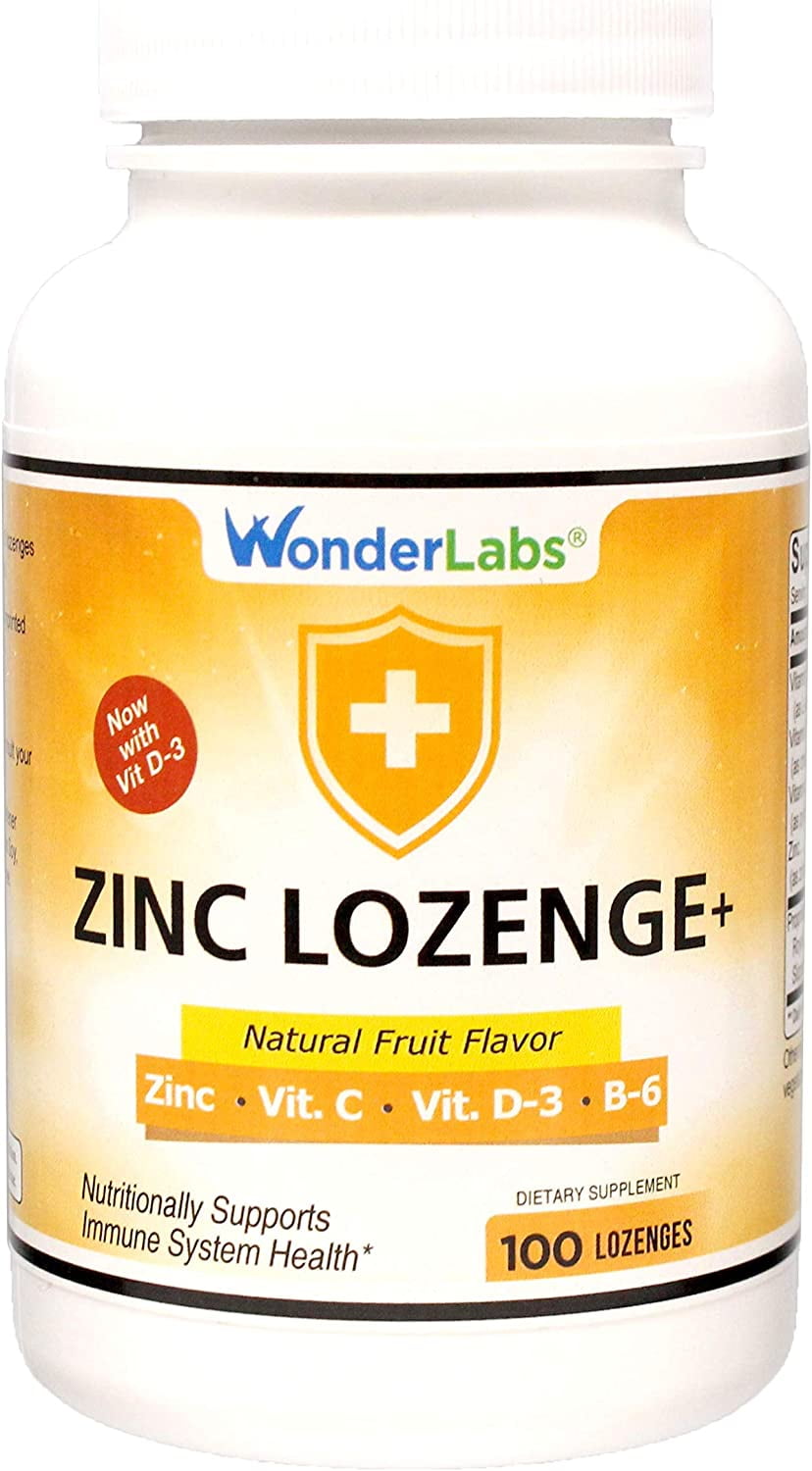 Wonder Laboratories Zinc Lozenges with Vitamin C and D3 for a Healthy Immune System - 100 Lozenges