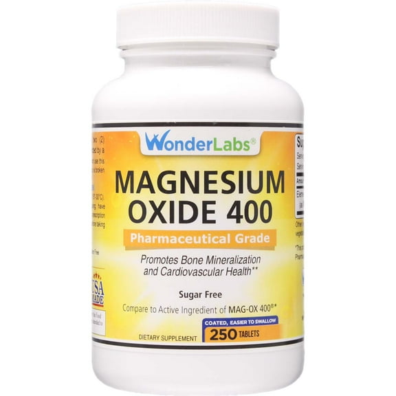 Wonder Labs Magnesium Oxide 400, 483mg of Magnesium Oxide Pharmaceutical Grade - 250 Tablets