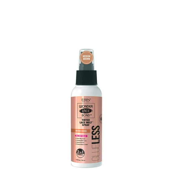 Ebin New York Wonder Lace Bond Glueless, Tinted Lace Melt Spray, Medium Brown 3.38oz