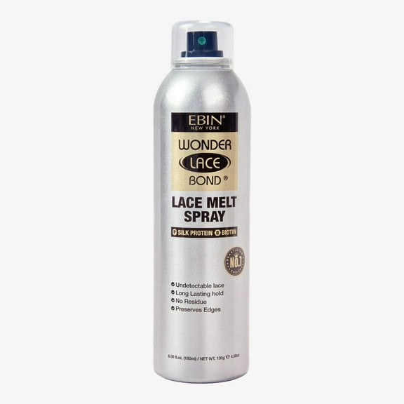 Wonder Lace Melt Aerosol Spray - Silk Protein + Biotin Infused (180ml./ 6.08oz) - Preserves Edges & Undetectable Lace | Long lasting hold | No Residue
