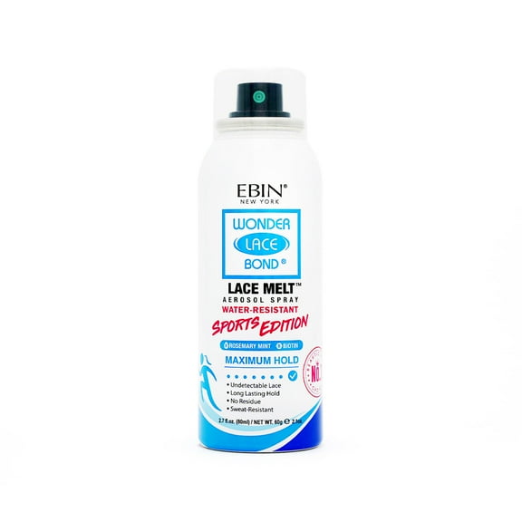 Ebin New York Wonder Lace Bond, Lace Melt Aerosol Spray, Rosemary Mint + Biotin, Maximum Hold, Sports Edition 2.7oz