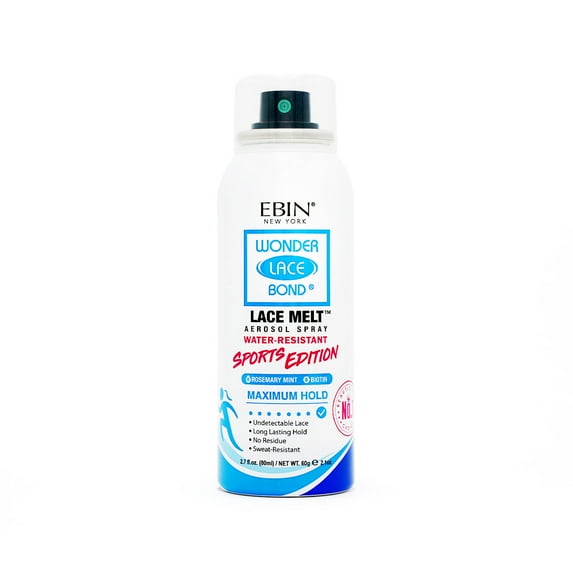 Ebin New York Wonder Lace Bond, Lace Melt Aerosol Spray, Rosemary Mint + Biotin, Maximum Hold, Sports Edition 2.7oz