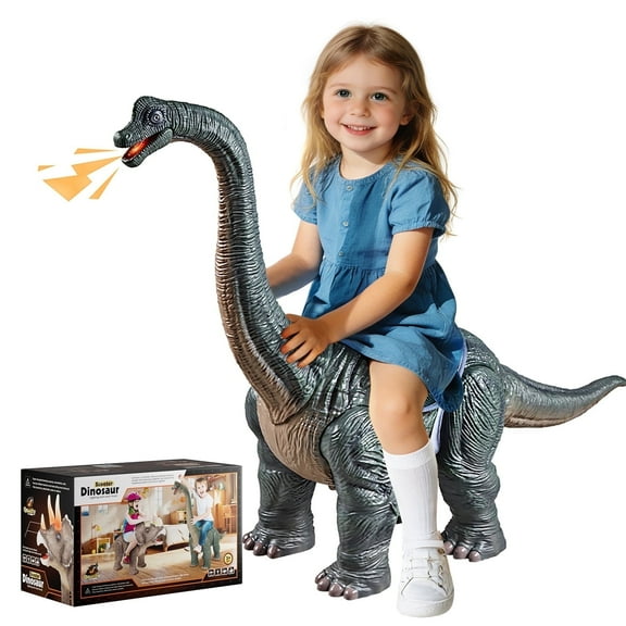 Wonder Living Dinosaur Ride On Toy Cars for Kids,Realistic Brachiosaurus Push Car with Three Sound Effects,Sound and Light Effects PP Wheels