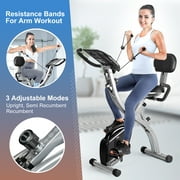Wonder Maxi Recumbent Indoor Exercise Bike, Upright Folding Magnetic Workout with Front and Back Arm Resistance Bands