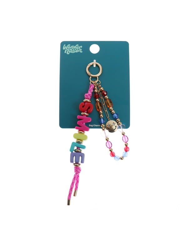 1 Piece Bag Charm with Smile Letter Beads