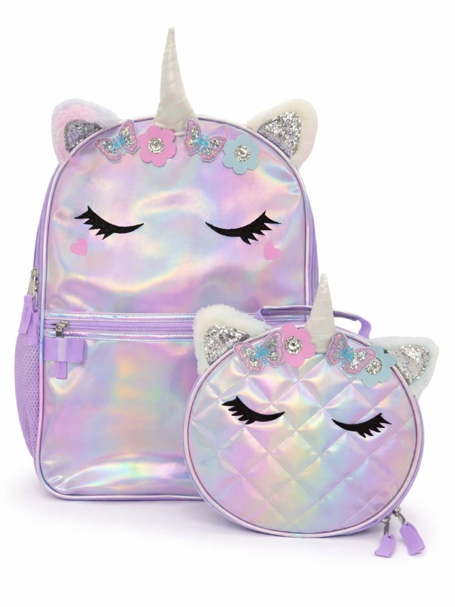 Wonder Nation Girl's 17" Unicorn Backpack & Lunch Box Set, Lavender