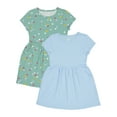 thumbnail image 1 of Wonder Nation Girls 2-Pack Short Sleeve Play Dress, Sizes 4-18 & Plus, 1 of 3