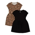 thumbnail image 1 of Wonder Nation Girls 2-Pack Short Sleeve Play Dress, Sizes 4-18 & Plus, 1 of 3