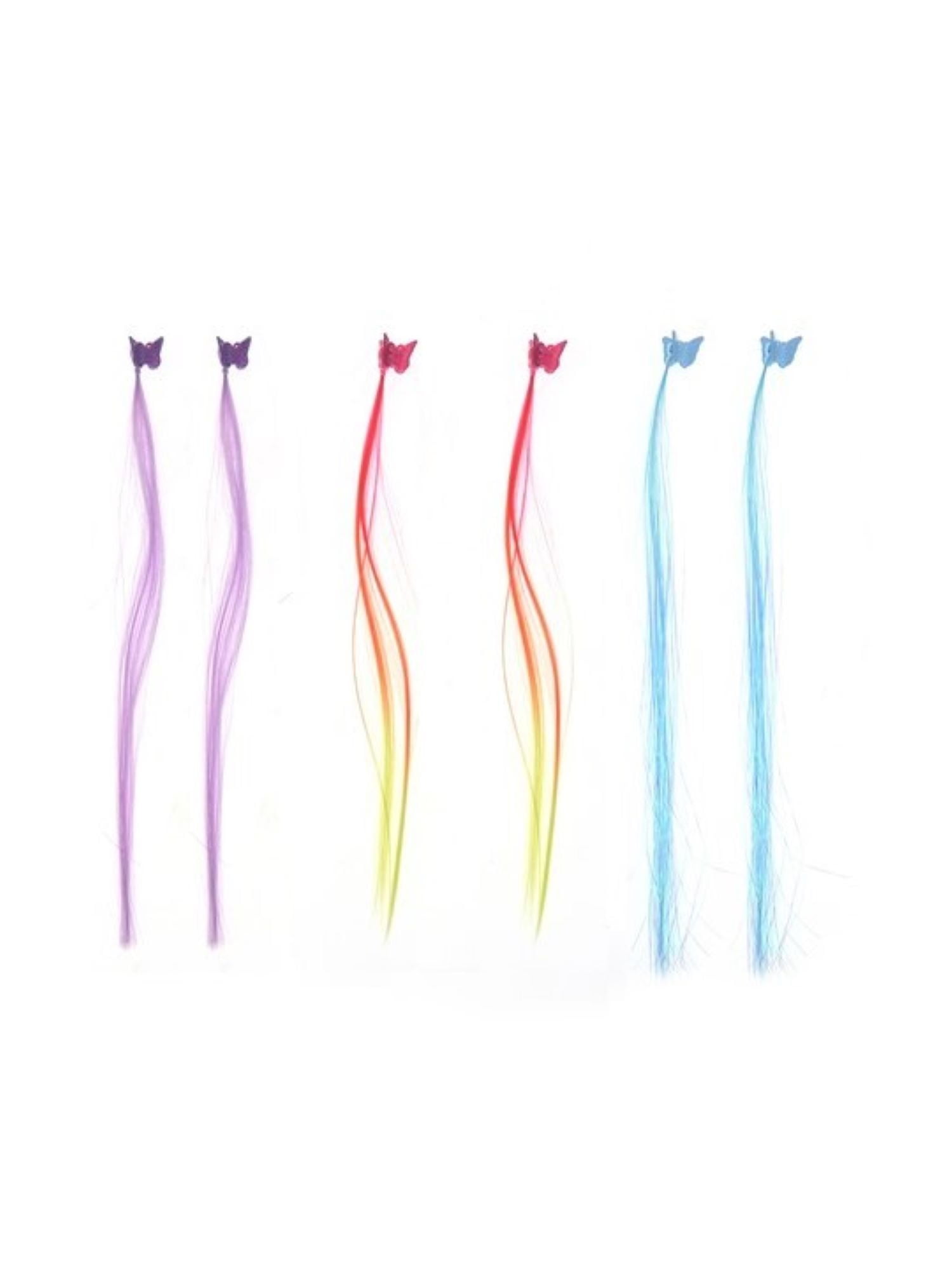 Wonder Nation 6 Pack Ombre Faux Hair Set with Butterfly Claw Clips (Girl's)