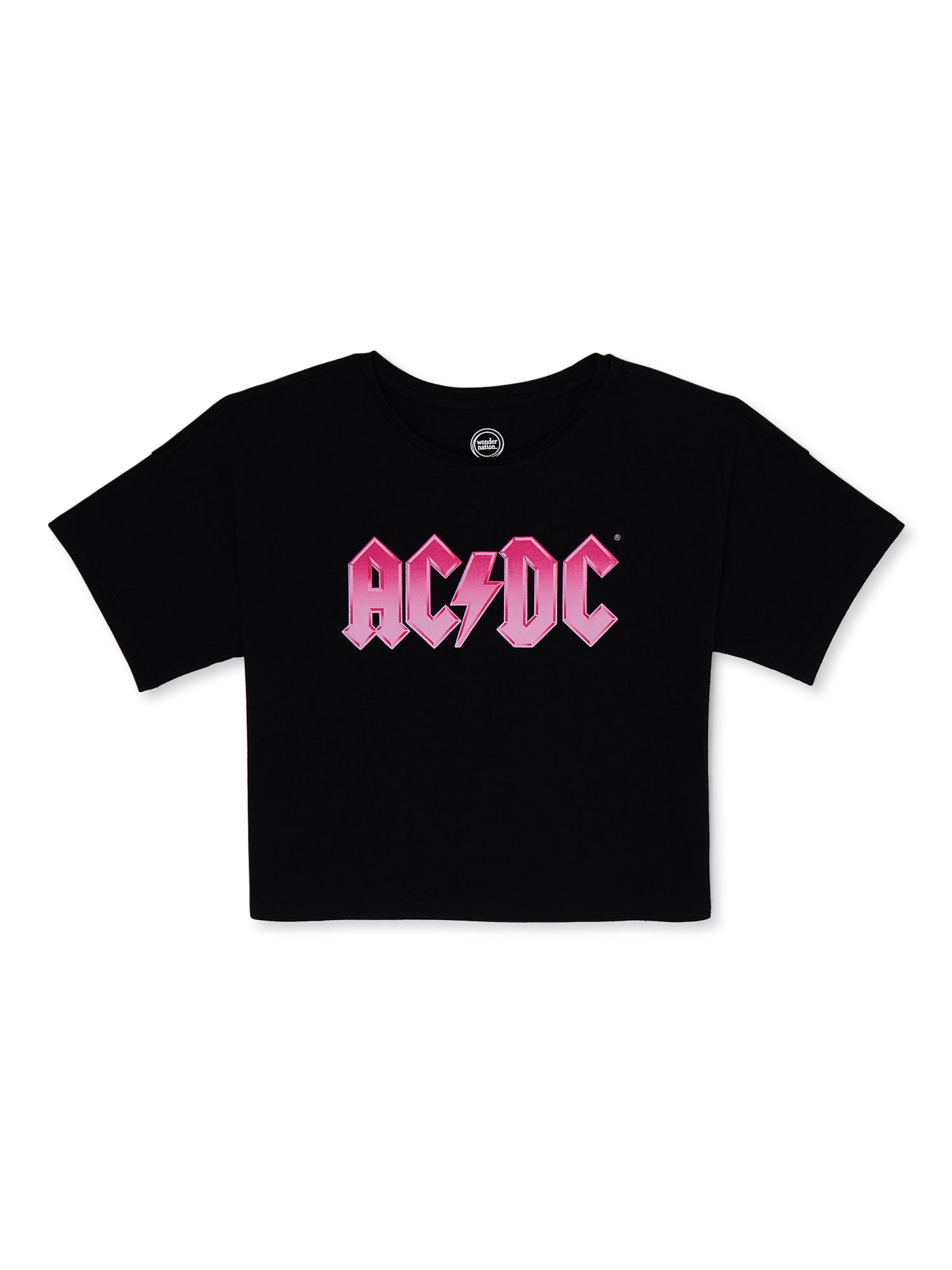 Wonder Nation Girls AC/DC Logo Graphic Crewneck T-Shirt, Short Sleeve ...