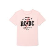 Girls AC/DC World Tour Graphic Tee with Short Sleeves, Sizes 4-18