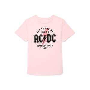 Playera gráfica de manga corta AC/DC World Tour para niña, tallas 4-18