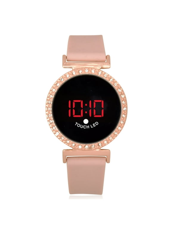 Wonder Nation Adult Female LED Touch Watch with Silicone Strap in Rose Gold Ombre (WN4071WM)