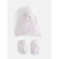thumbnail image 1 of Wonder Nation Baby Boys or Girls Pom Pom Beanie and Mittens Set, 2 Piece, One Size, 1 of 4