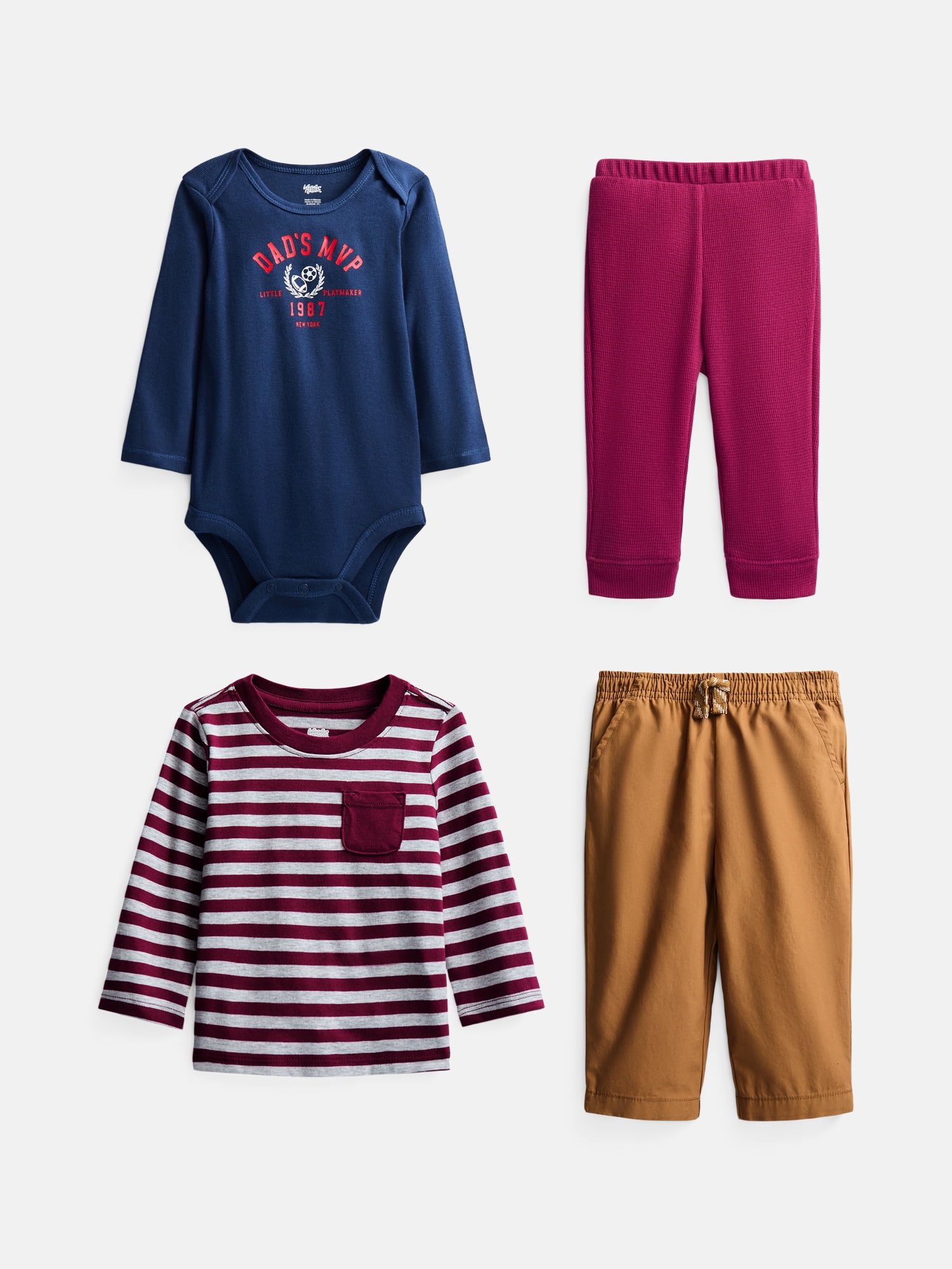Wonder Nation Baby Boys 4-Piece Outfit Set, Sizes 0-24M