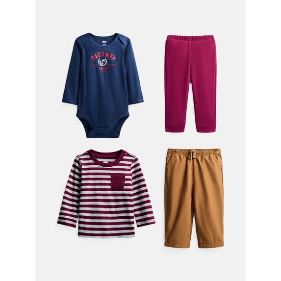 Wonder Nation Baby Boys 4-Piece Outfit Set, Sizes 0-24M
