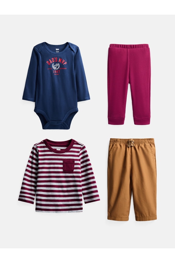 Baby Boys 4-Piece Outfit Set, Sizes 0-24M