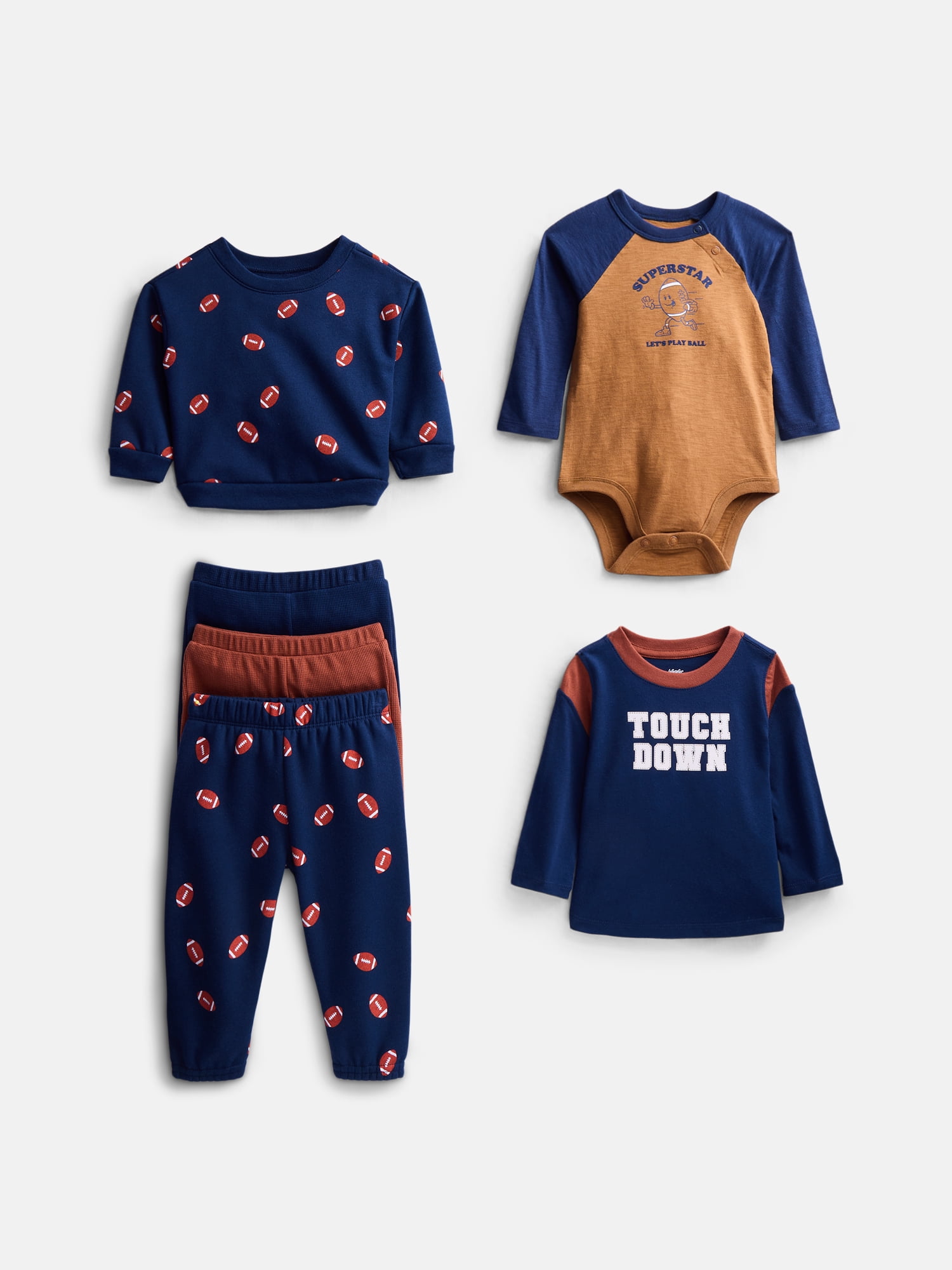 Wonder Nation Baby Boys Outfit Set, 6 Piece, Sizes 0–24M