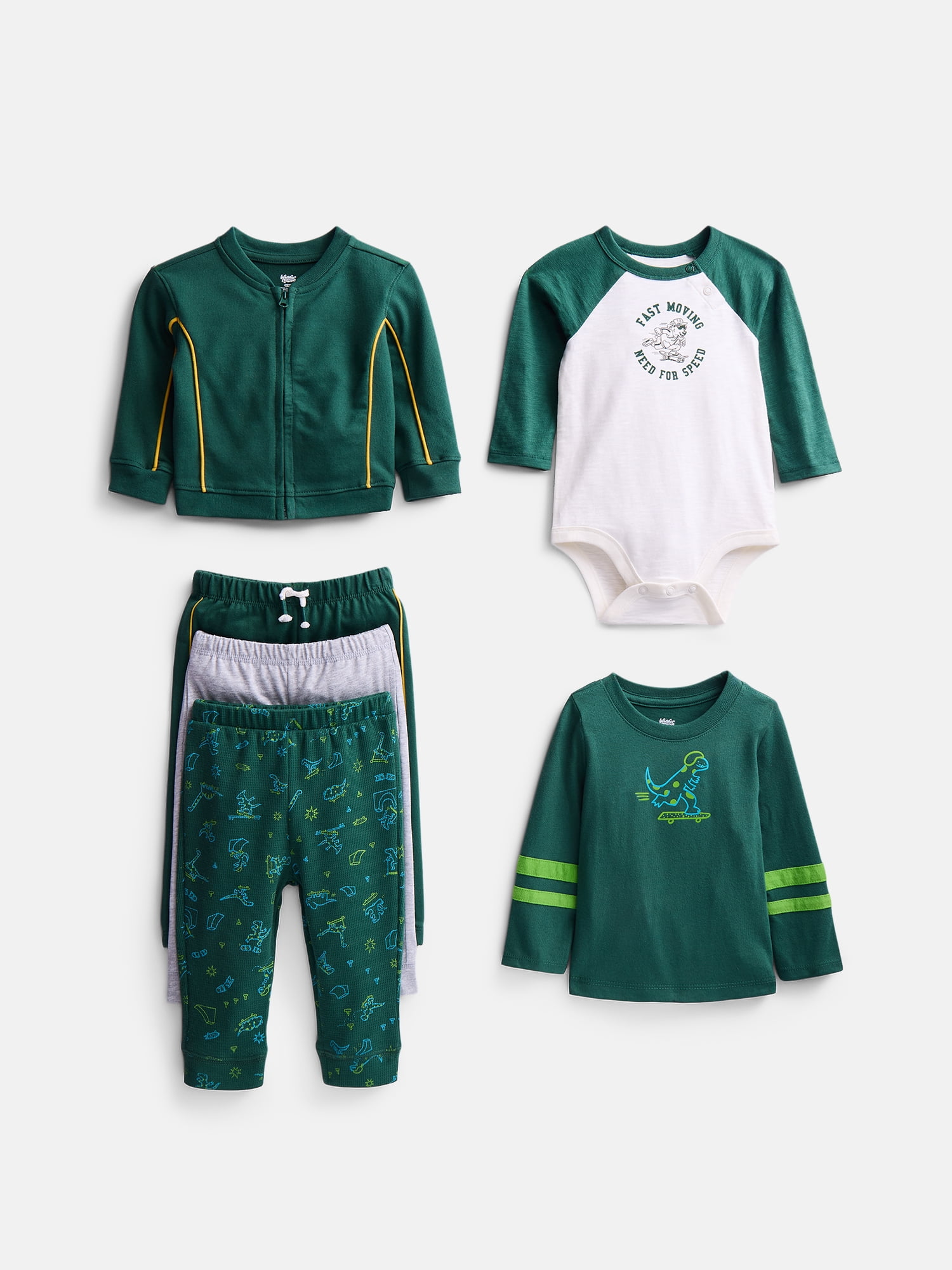 Wonder Nation Baby Boys Outfit Set, 6 Piece, Sizes 0–24M