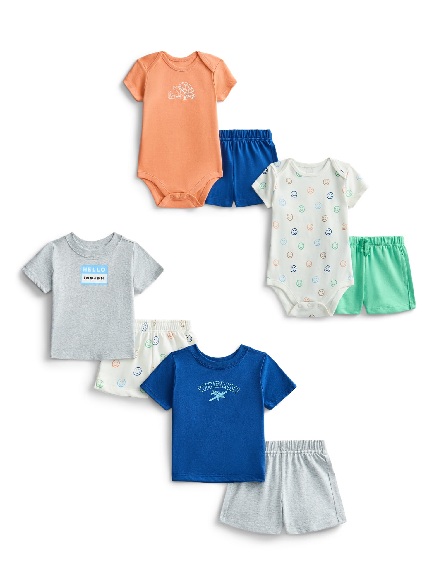 Wonder Nation Baby Boys Mix and Match Outfit Set, 8-Piece Sizes 0M-24M