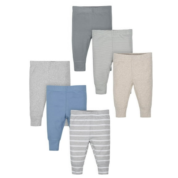 Wonder Nation Baby Boy Active Pants with Cuffs, 6-Pack, Sizes 0M-24M