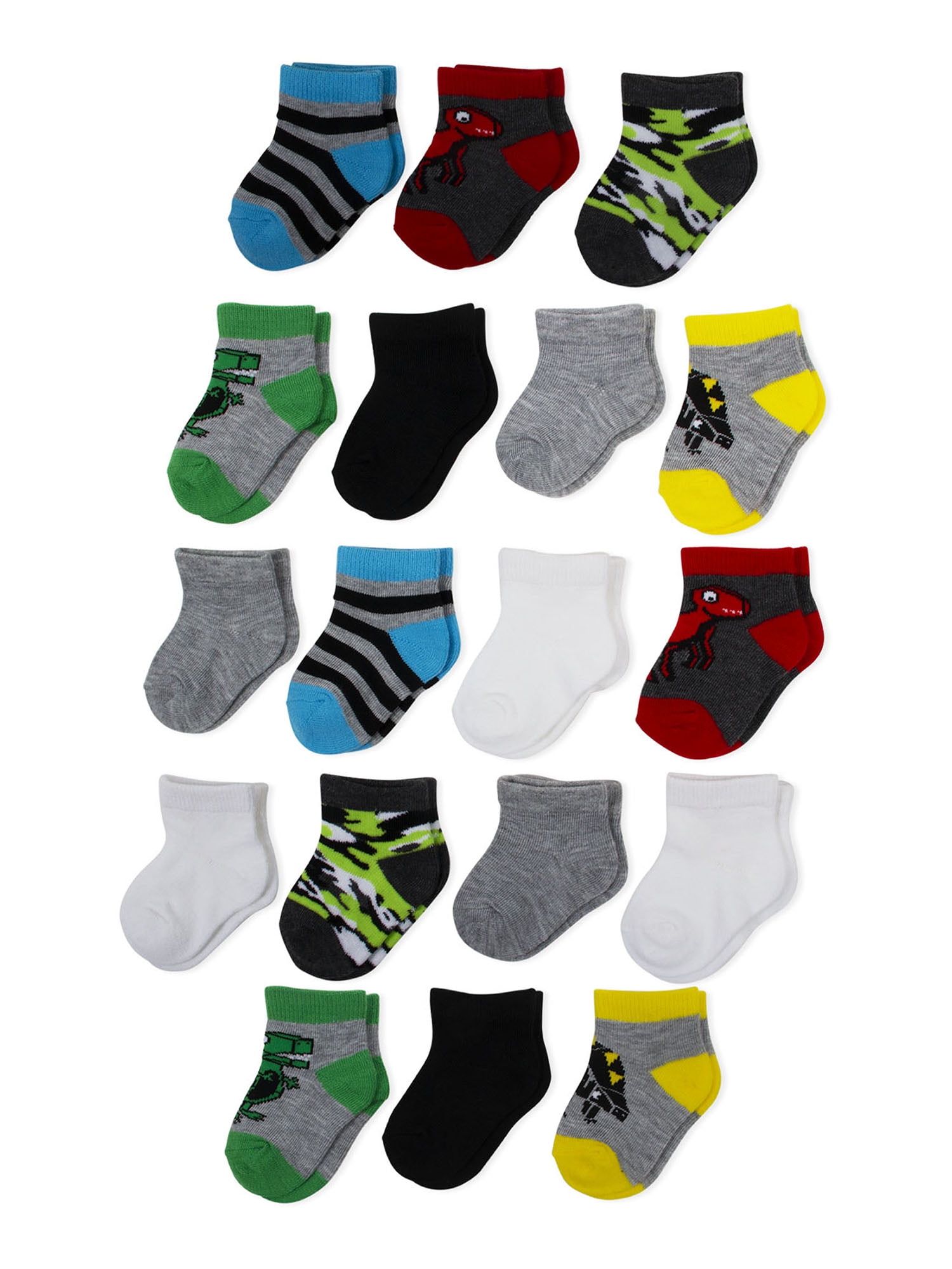 Wonder Nation Baby Boy Ankle Socks, 18-Pack, Sizes 0M-18M